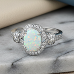 Sterling Silver White Lab-Opal CZ Ring