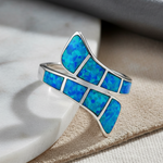 Sterling Silver Wrap Blue Lab Opal Ring
