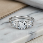 Sterling Silver Triple Clear CZ Ring