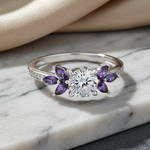 Sterling Silver Purple CZ Ring