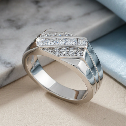 Sterling Silver Men's Engagement CZ Rings