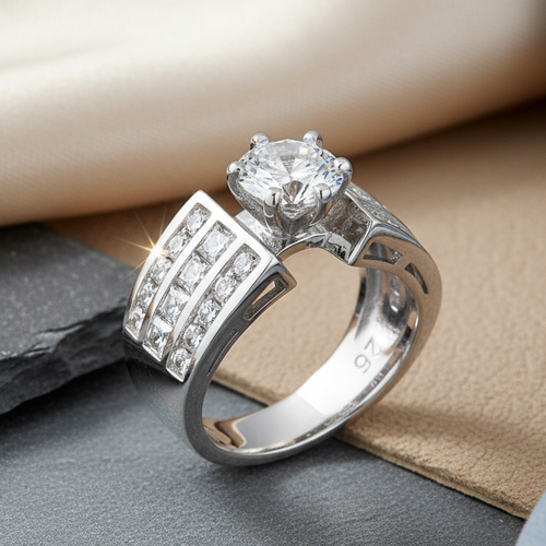 Sterling Silver 1.30 Carat CZ Engagement Ring