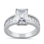 Sterling Silver Radiant-Cut & Baguette CZ Ring