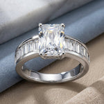 Sterling Silver Radiant-Cut & Baguette CZ Ring