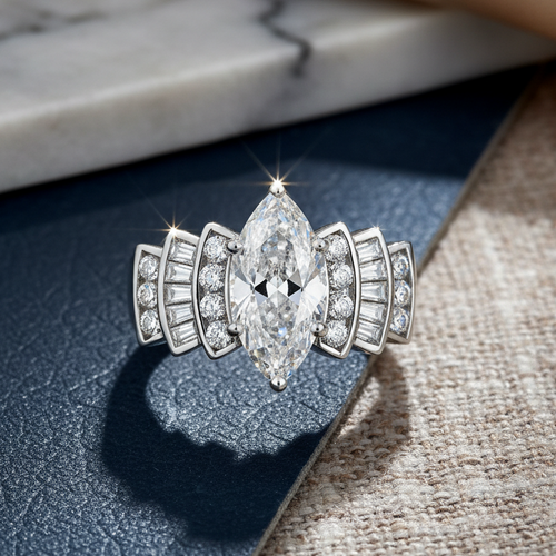 Sterling Silver Marquise CZ Engagement Ring