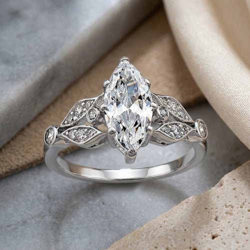 Sterling Silver 1.50 ct. Marquise CZ Engagement Ring