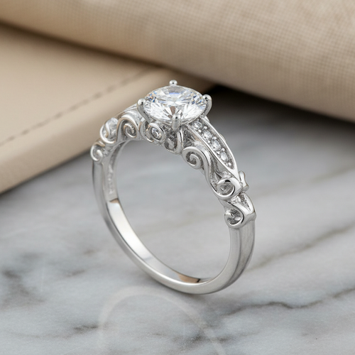 Sterling Silver Timeless Round Cut Clear CZ Engagement Ring