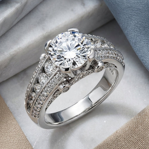Sterling Silver 2.0 ct. CZ Engagement Ring