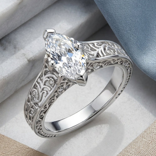 Sterling Silver Marquise CZ Engagement Ring