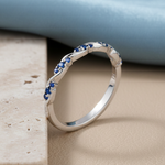 Sterling Silver Dainty Blue CZ Ring