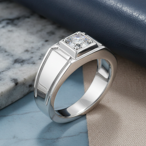 Sterling Silver Elegant Carved Engagement Ring