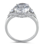 Sterling Silver 9mm x 11mm Oval Halo Engagement Ring