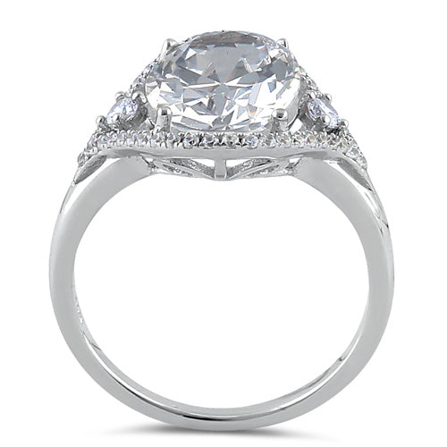 Sterling Silver 9mm x 11mm Oval Halo Engagement Ring