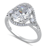 Sterling Silver 9mm x 11mm Oval Halo Engagement Ring
