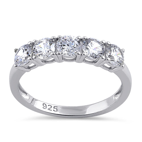 Sterling Silver Round CZ Half Eternity Ring