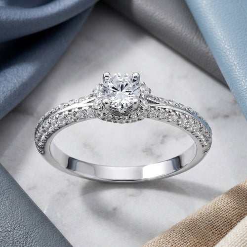 Sterling Silver Clear CZ Classy Engagement Ring