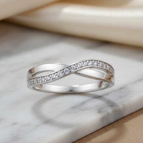 Sterling Silver CZ Infinity Twist Ring