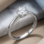 Sterling Silver 6.5mm Clear CZ Crown Setting Ring