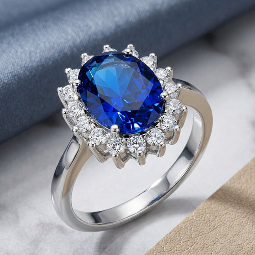 Sterling Silver Blue CZ Ring