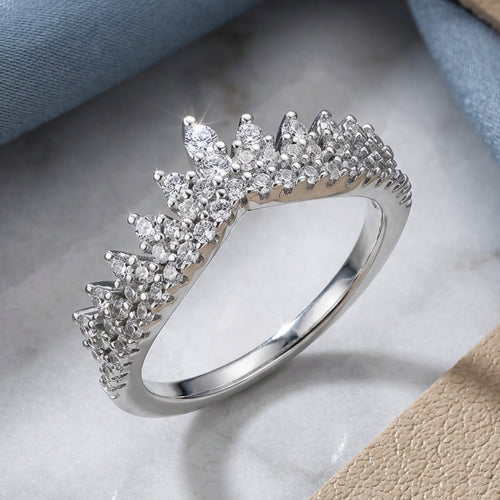 Sterling Silver CZ  Crown Ring