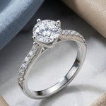 Sterling Silver Round CZ Engagement Ring