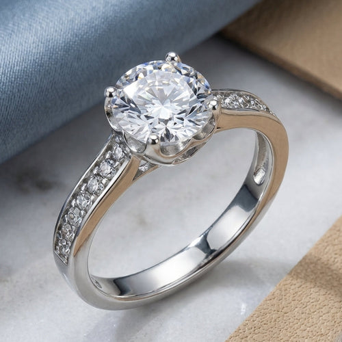 Sterling Silver CZ Engagement Ring