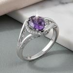 Sterling Silver Purple CZ Halo Ring