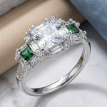 Sterling Silver Princess-Cut Green CZ Ring