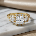 Sterling Silver Gold-Plated Princess-Cut CZ Ring