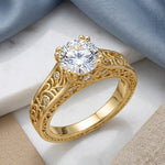 Sterling Silver Gold-Plated Filigree CZ Ring