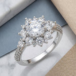 Sterling Silver Wild Flower CZ Engagement Ring