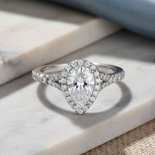 Sterling Silver 1.25 ct. Pear-shape CZ Engagement Ring
