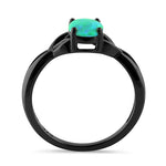 Sterling Silver Black Rhodium Plated Center Stone Charmed Aqua Green Lab Opal Ring