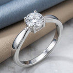 Sterling Silver 6mm Round Clear CZ Ring