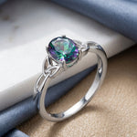 Sterling Silver Charmed Oval Rainbow CZ Ring