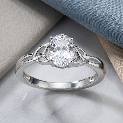 Sterling Silver Charmed Oval Clear CZ Ring