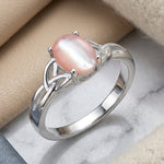 Sterling Silver Center Stone Charmed Pink Mother of Pearl Ring