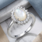 Sterling Silver Oval Mother of Pearl Opal CZ Ring