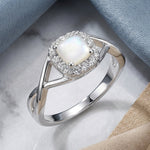 Sterling Silver Square Halo Mother of Pearl CZ Ring