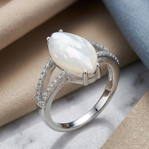 Sterling Silver Marquise Mother of Pearl Ring