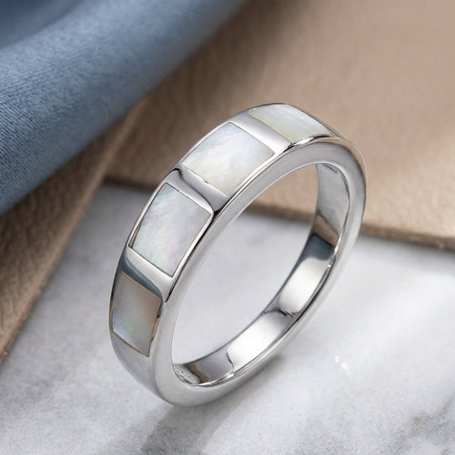 Sterling Silver 5 Bar Mother of Pearl Ring