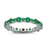 Sterling Silver Eternity Emerald CZ Ring