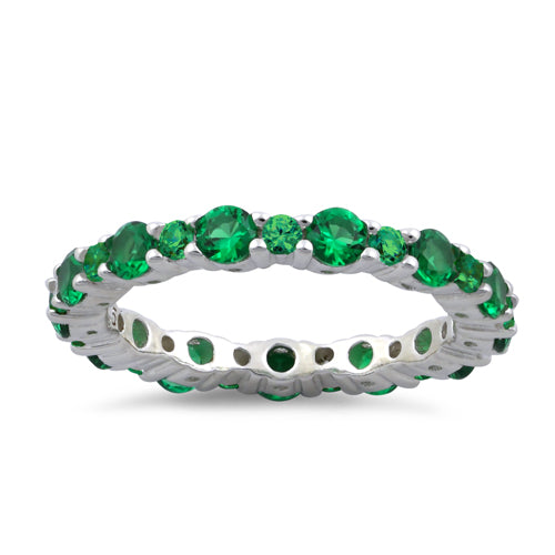 Sterling Silver Eternity Emerald CZ Ring