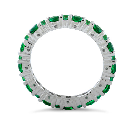 Sterling Silver Eternity Emerald CZ Ring