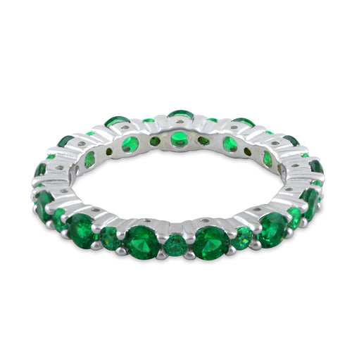Sterling Silver Eternity Emerald CZ Ring