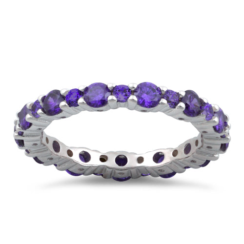 Sterling Silver Eternity Amethyst CZ Ring