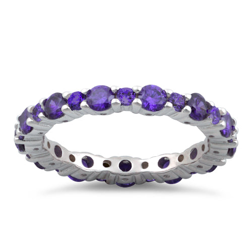 Sterling Silver Eternity Amethyst CZ Ring