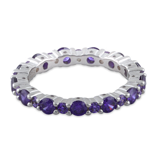 Sterling Silver Eternity Amethyst CZ Ring