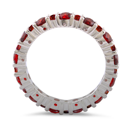 Sterling Silver Eternity Dark Garnet CZ Ring