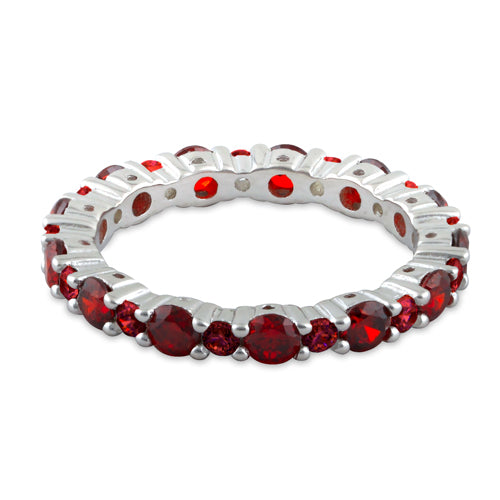 Sterling Silver Eternity Dark Garnet CZ Ring
